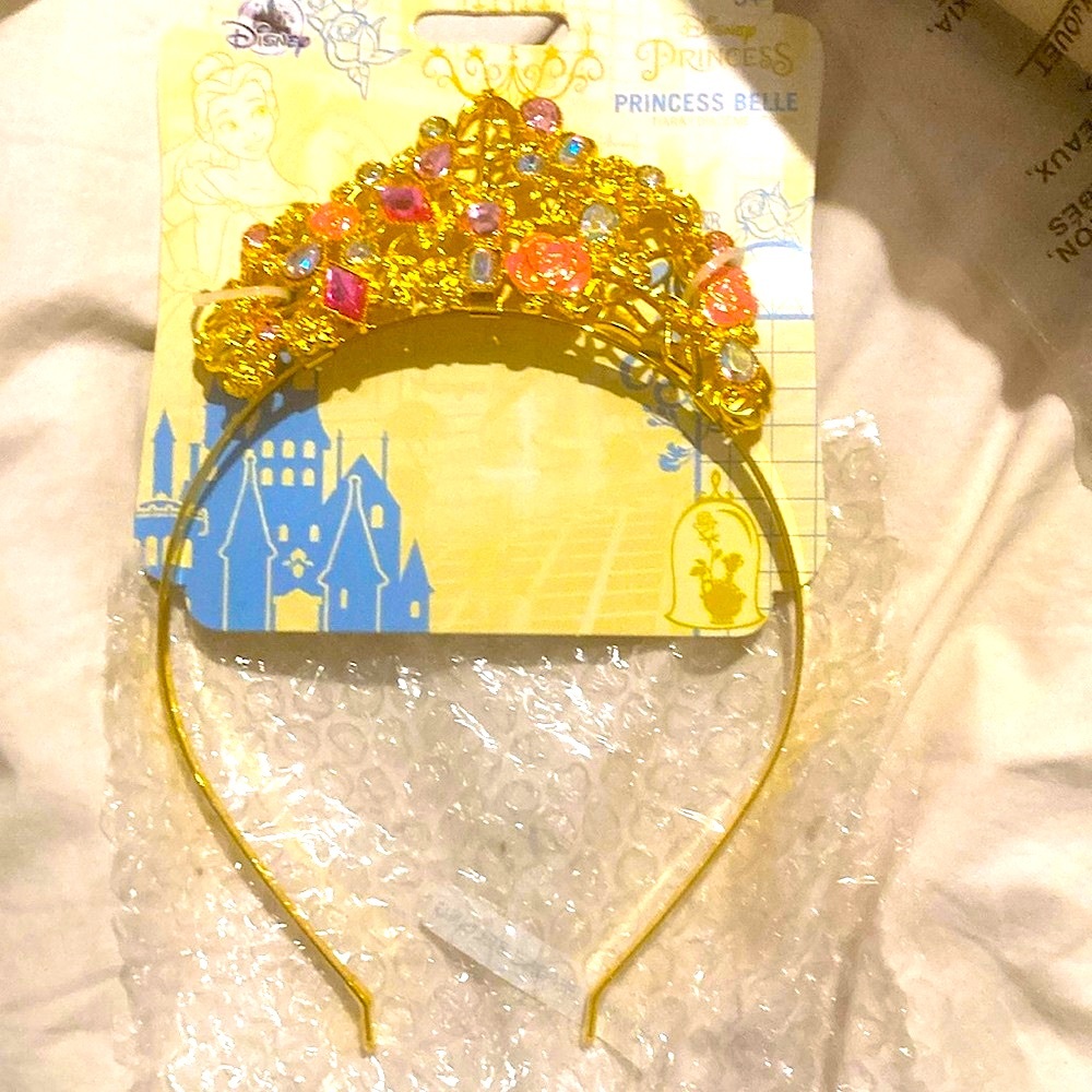 Belle Beautiful Disney Princess Gold Tiara with Pink Gems and stunning Vibrant